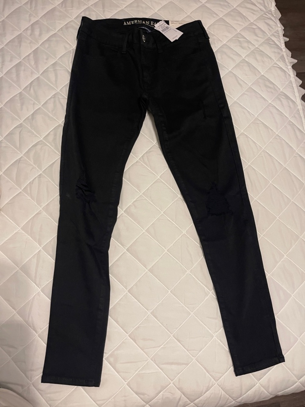 American Eagle Outfitters Black Women’s Skinny Jeans with Knee Distress